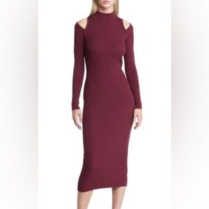 OPEN EDIT
Mock Neck Cold Shoulder Long Sleeve Sweater Dress size Medium